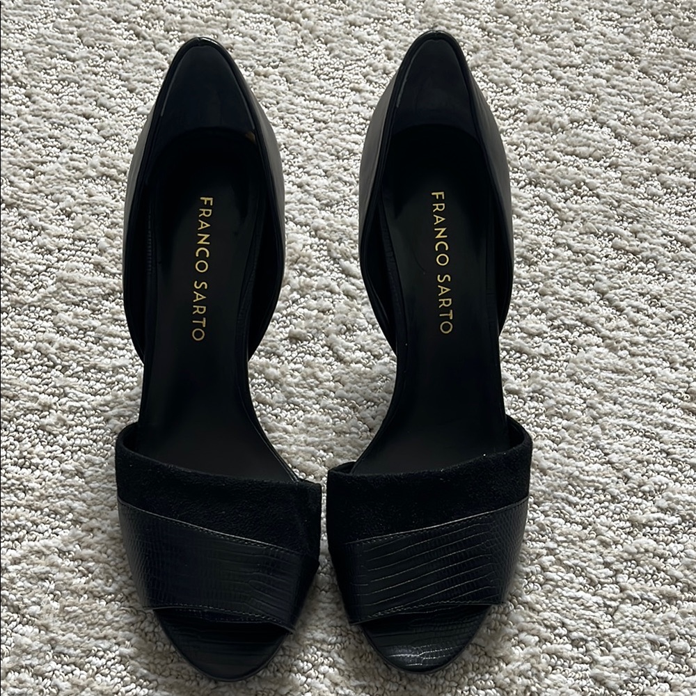 Franco Sarto Women's Velvet & Leather Black Heels